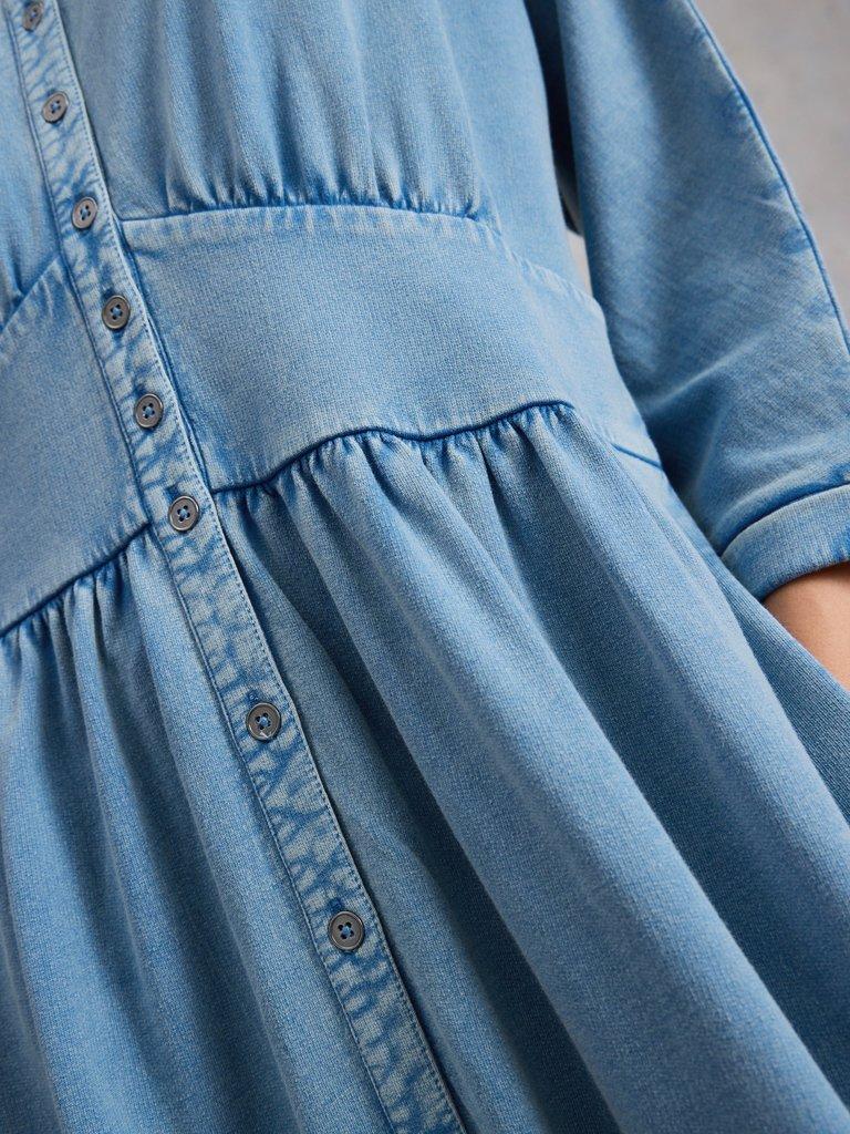 Lottie Jersey Denim Dress in LGT DENIM - MODEL DETAIL