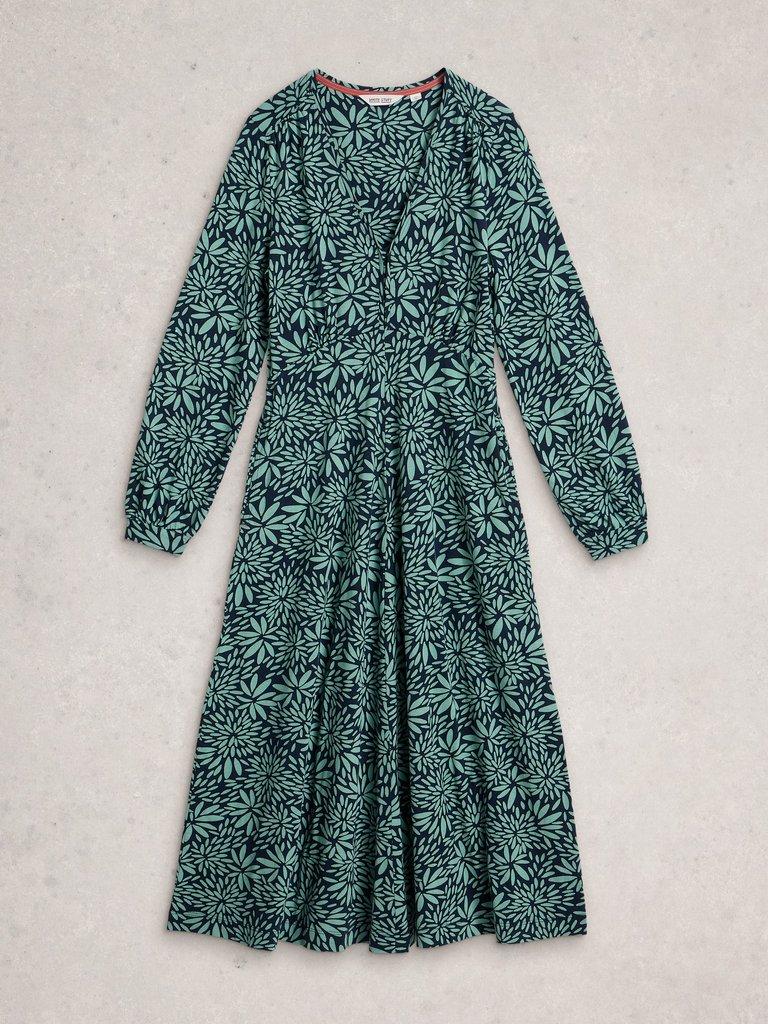 Megan Midi Jersey V Neck Dress in BLUE PR - FLAT FRONT