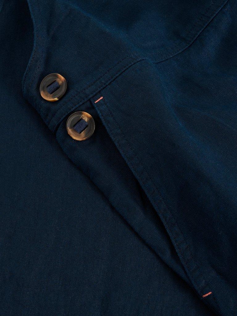 Vivian Linen Relaxed Dungaree in DARK NAVY - FLAT DETAIL