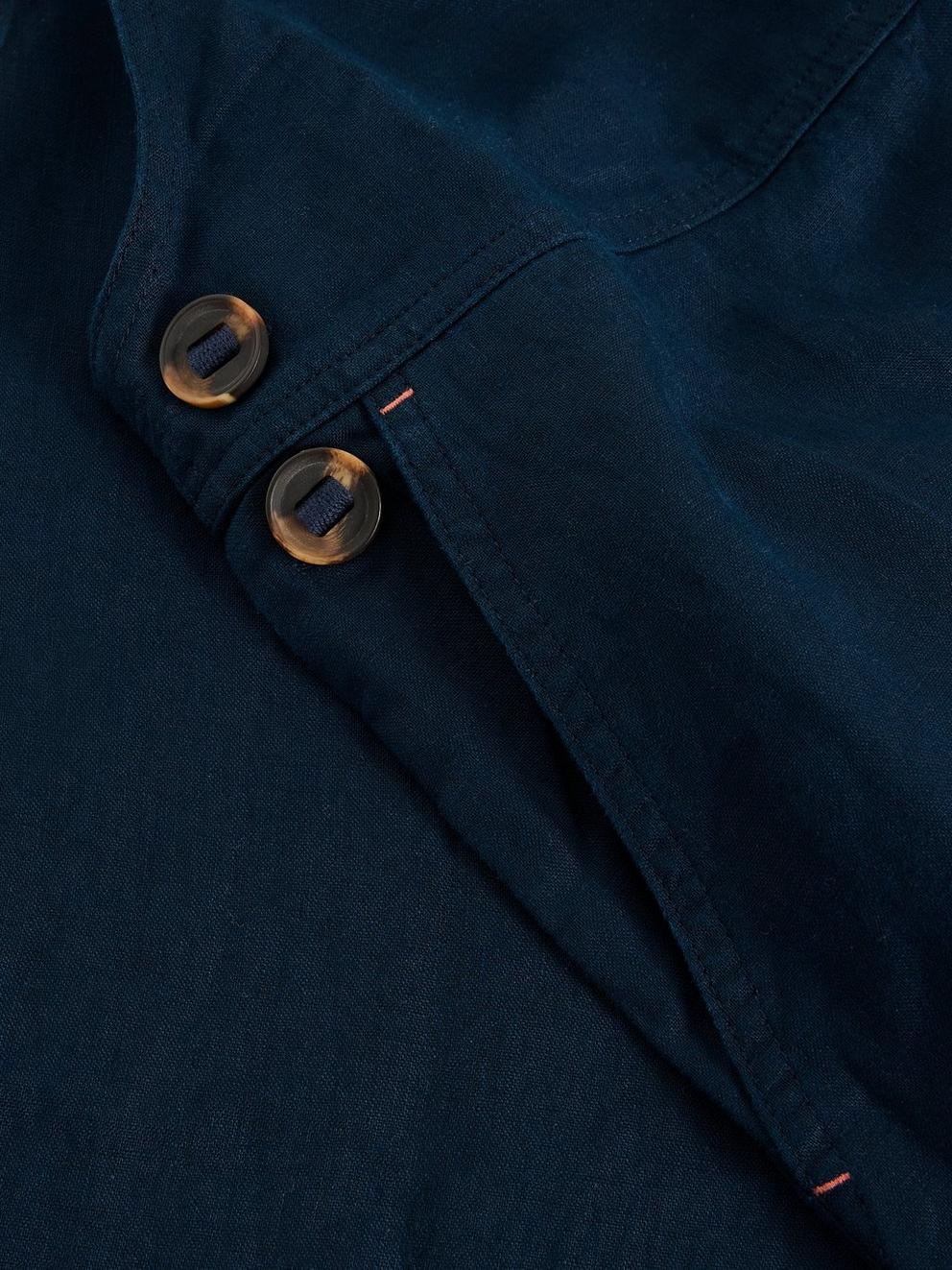 Vivian Linen Relaxed Dungaree in DARK NAVY - FLAT DETAIL