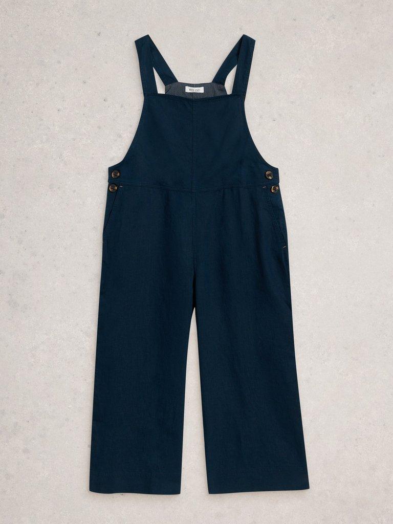 Vivian Linen Relaxed Dungaree in DARK NAVY - FLAT FRONT