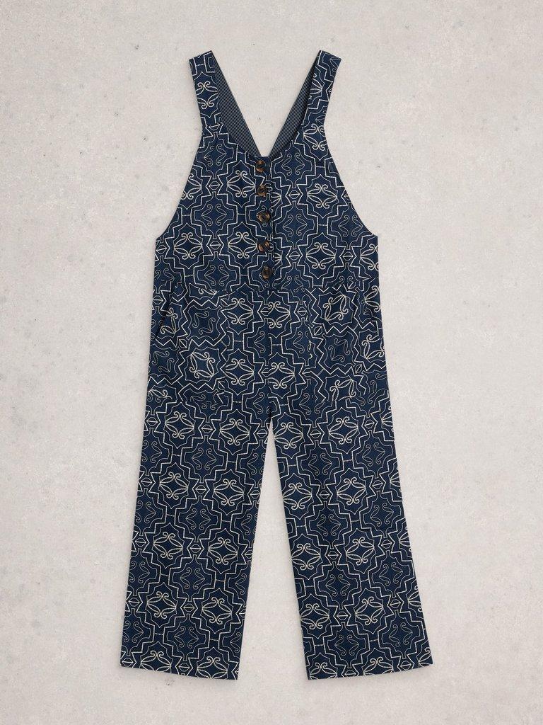 Viola Linen Sleeveless Dungaree in NAVY PR - FLAT FRONT