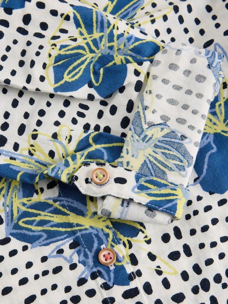 Sophie Collared Organic Cotton Long Sleeve Shirt in IVORY PR - FLAT DETAIL