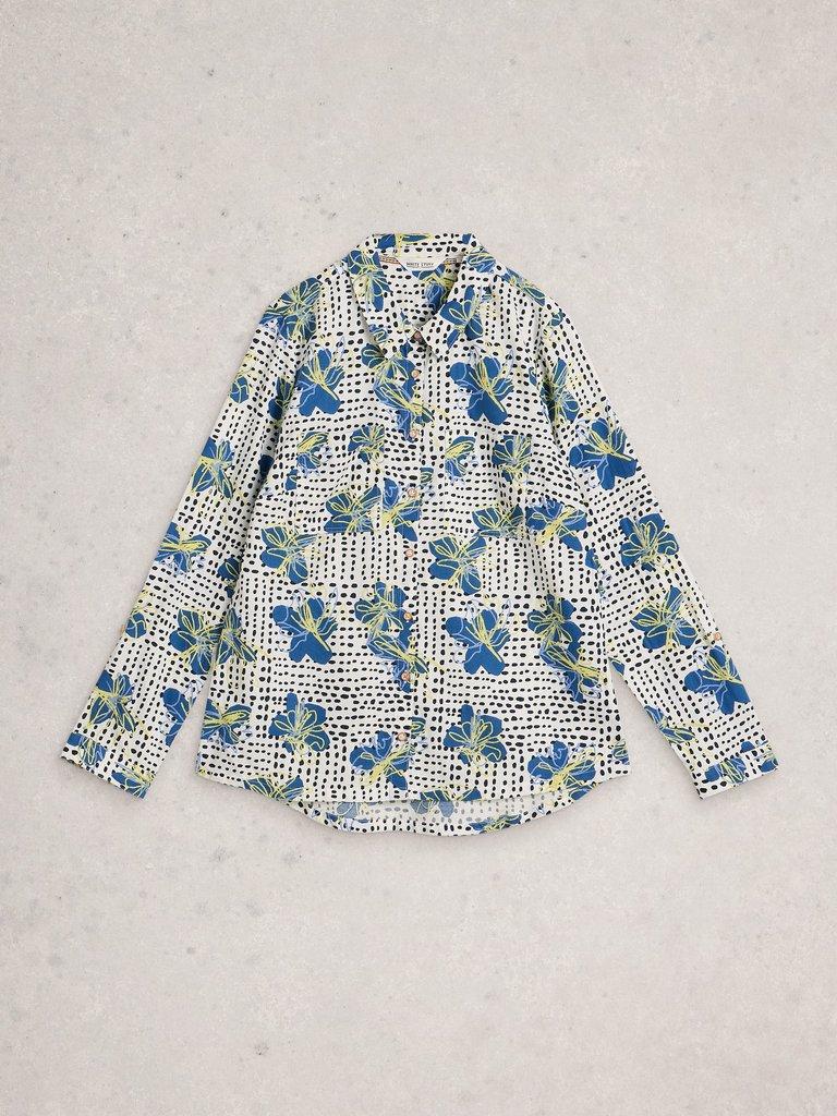 Sophie Collared Organic Cotton Long Sleeve Shirt in IVORY PR - FLAT FRONT