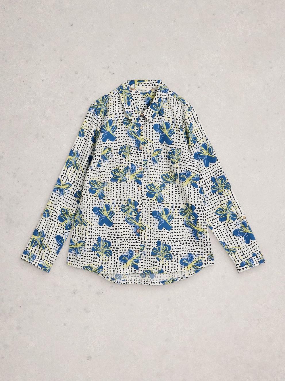 Sophie Collared Organic Cotton Long Sleeve Shirt in IVORY PR - FLAT FRONT