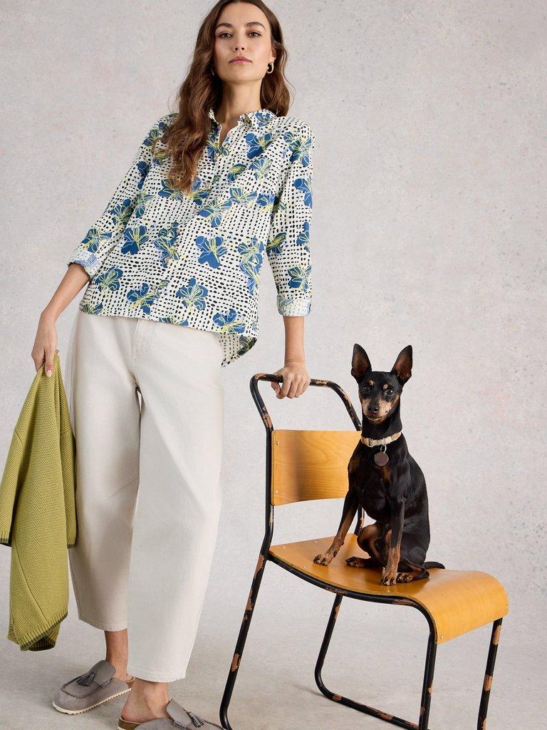 Sophie Collared Organic Cotton Long Sleeve Shirt in IVORY PR - LIFESTYLE