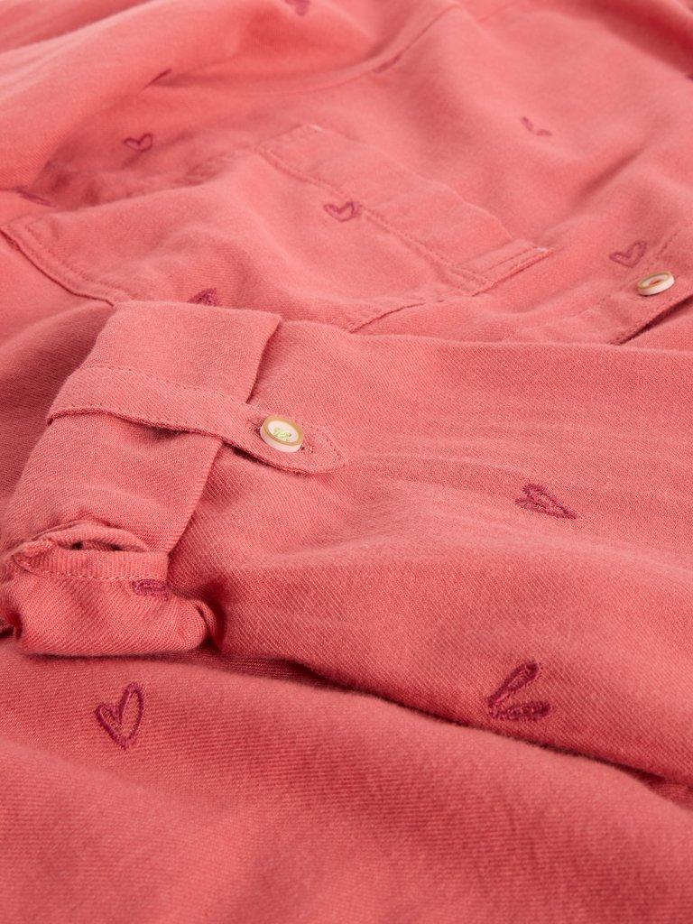 Sophie Collared Organic Cotton Long Sleeve Shirt in MID PINK - FLAT DETAIL