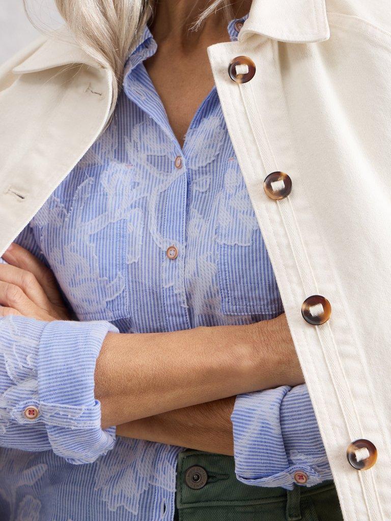 Sophie Jacquard Shirt in BLUE MLT - MODEL DETAIL