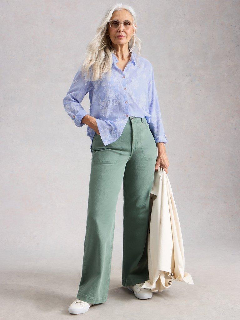 Sophie Jacquard Shirt in BLUE MLT - MODEL FRONT