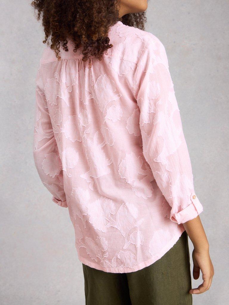 Sophie Jacquard Shirt in PINK MLT - MODEL BACK