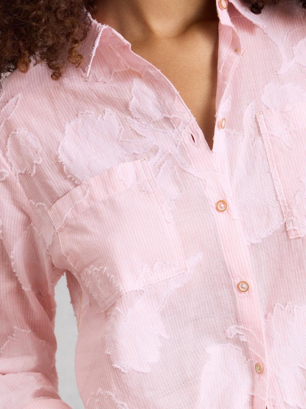 Sophie Jacquard Shirt in PINK MLT - MODEL DETAIL