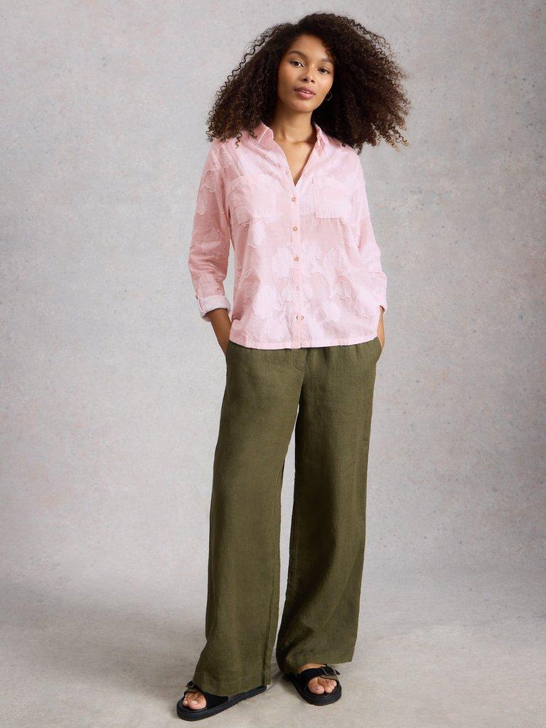 Sophie Jacquard Shirt in PINK MLT - MODEL FRONT