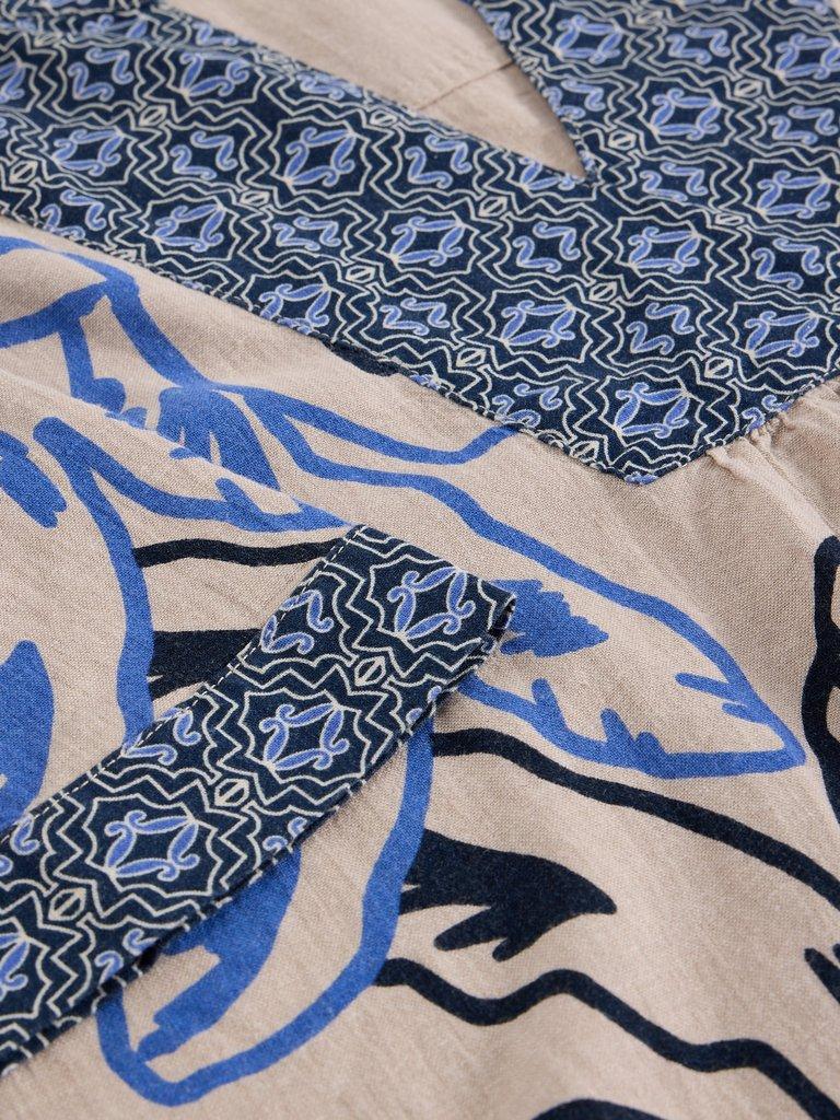 Ash Linen Blend Notch Neck Top in NAT MLT - FLAT DETAIL