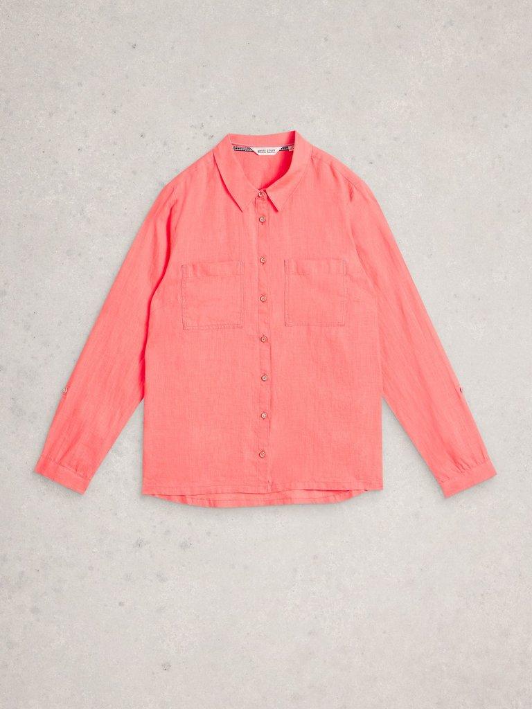 Sophie Linen Shirt in MID CORAL - FLAT FRONT