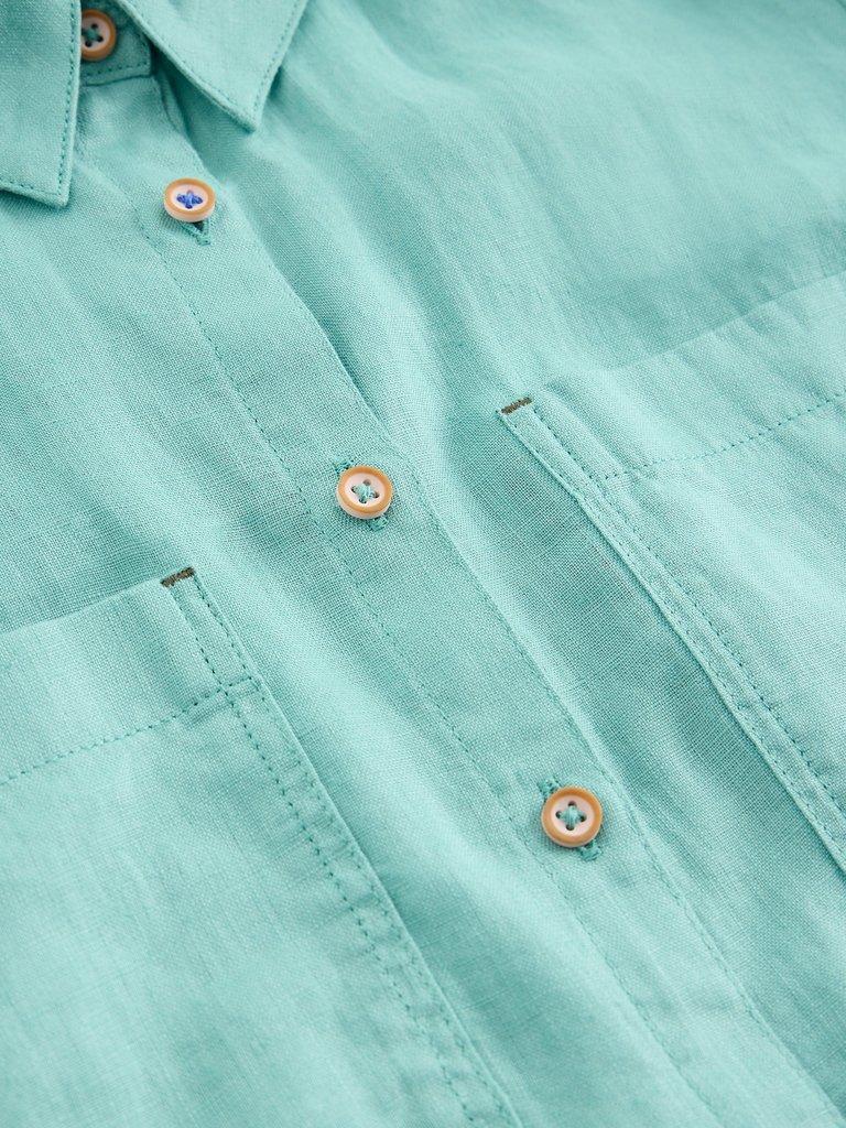 Sophie Linen Shirt in MID TEAL - FLAT DETAIL