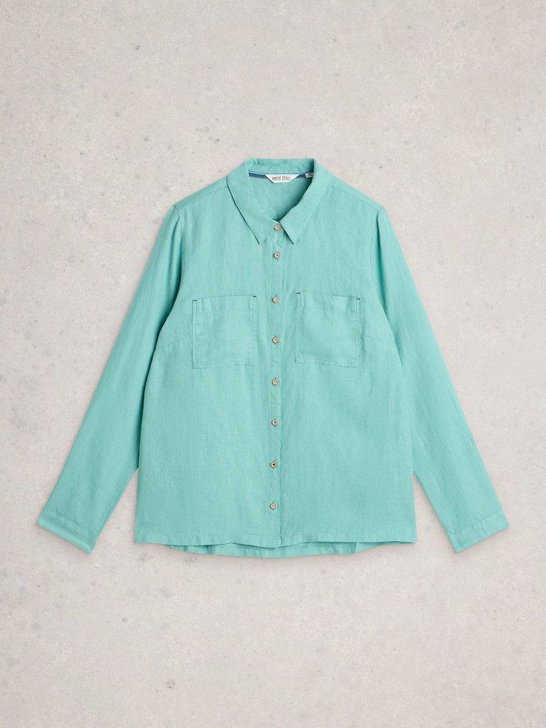 Sophie Linen Shirt in MID TEAL - FLAT FRONT