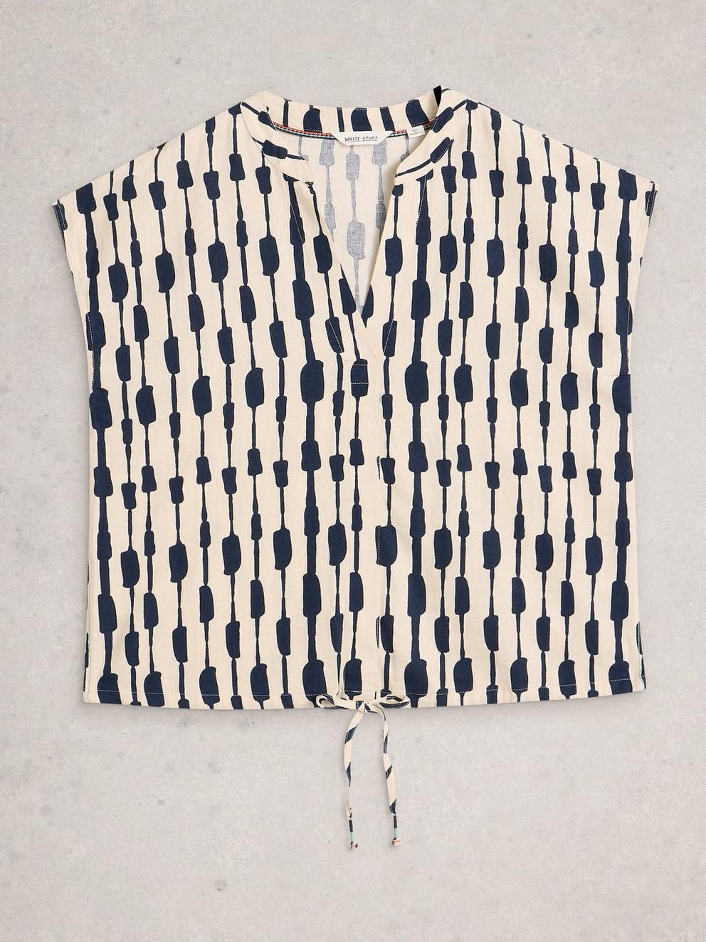 Nicole Linen Blend Top in IVORY PR - FLAT FRONT