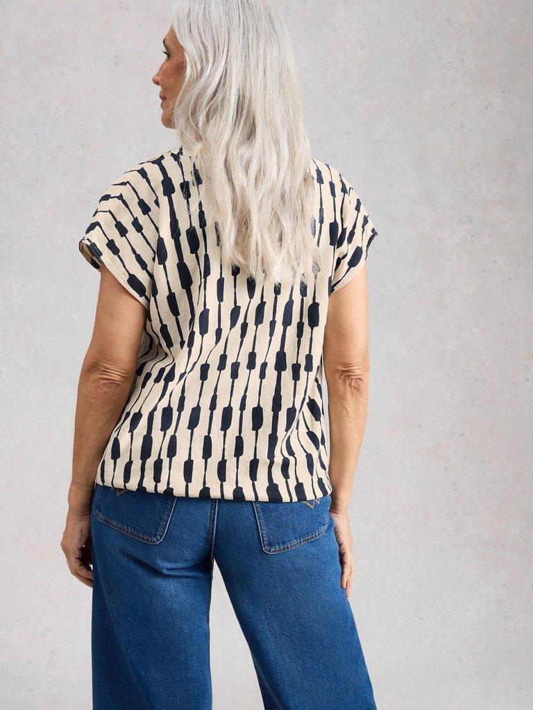 Nicole Linen Blend Top in IVORY PR - MODEL BACK