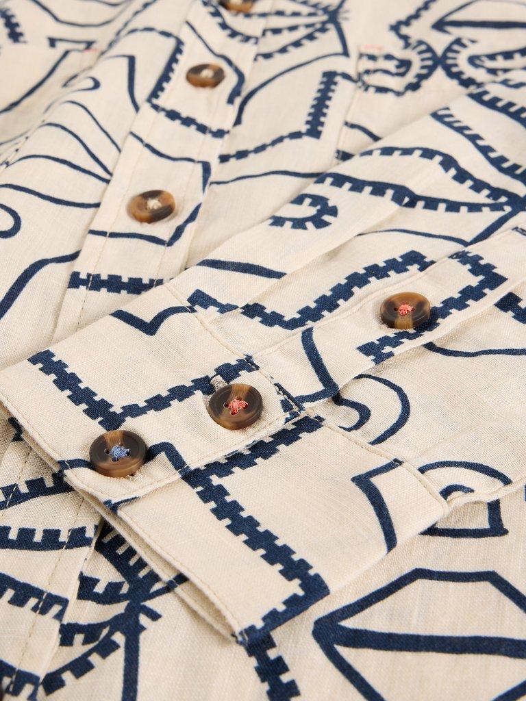 Lydia Linen Collared Shirt in IVORY PR - FLAT DETAIL