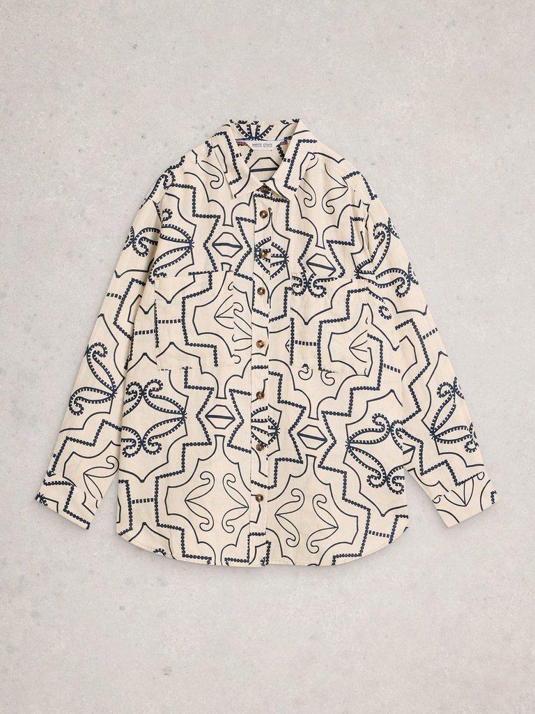 Lydia Linen Collared Shirt in IVORY PR - FLAT FRONT