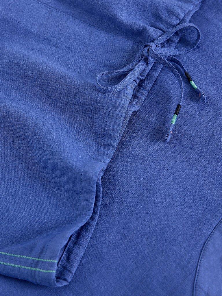 Nicole Linen Blend Notch Neck Top in BRT BLUE - FLAT DETAIL