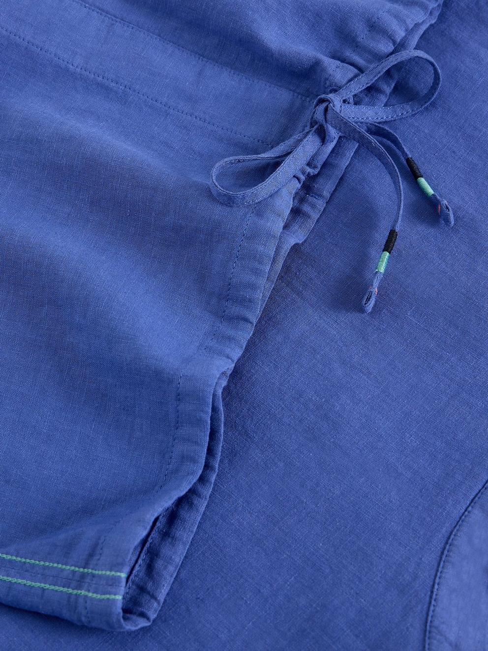 Nicole Linen Blend Notch Neck Top in BRT BLUE - FLAT DETAIL