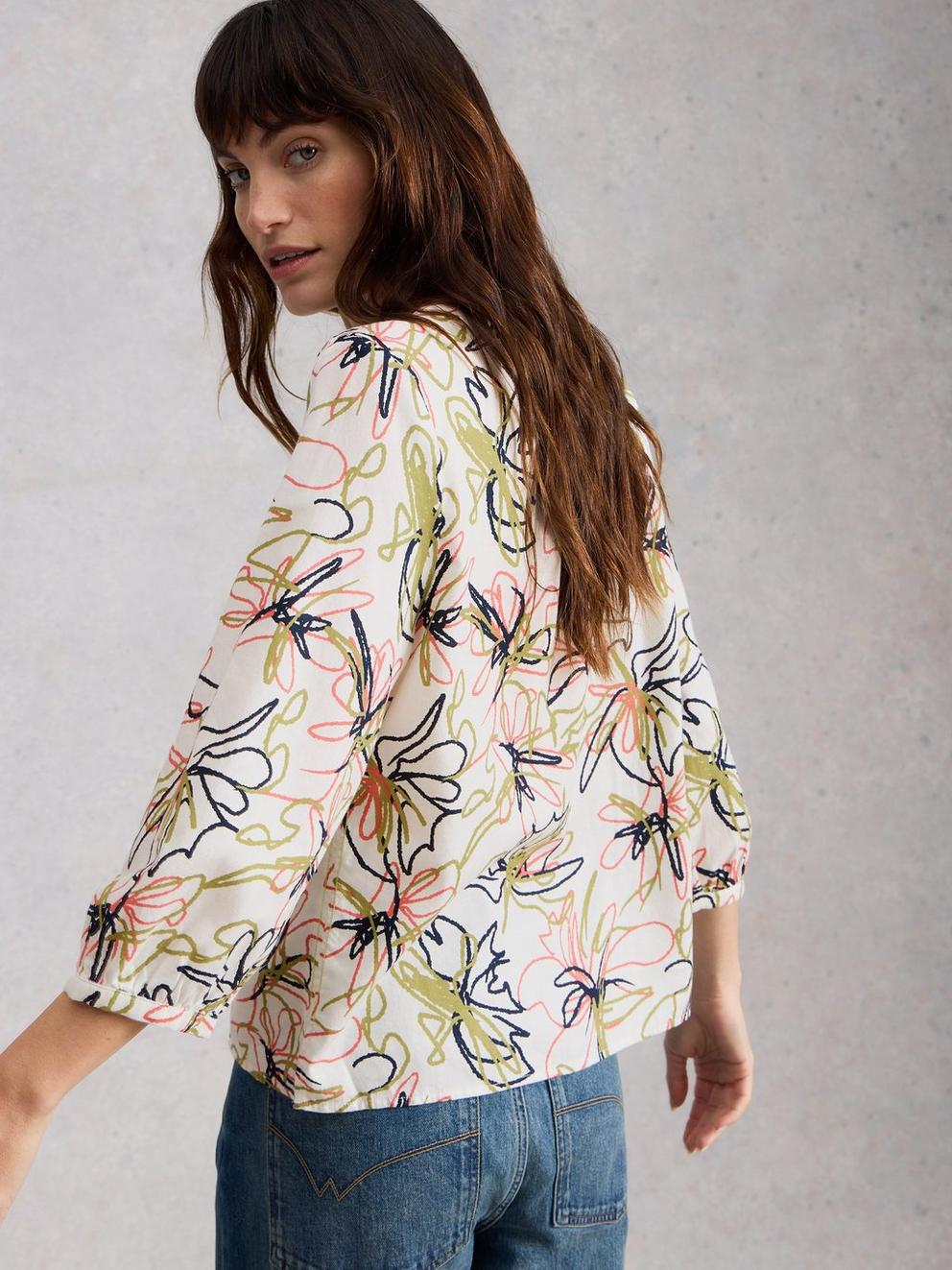 Ruby Cotton Organic Top in IVORY PR - MODEL BACK