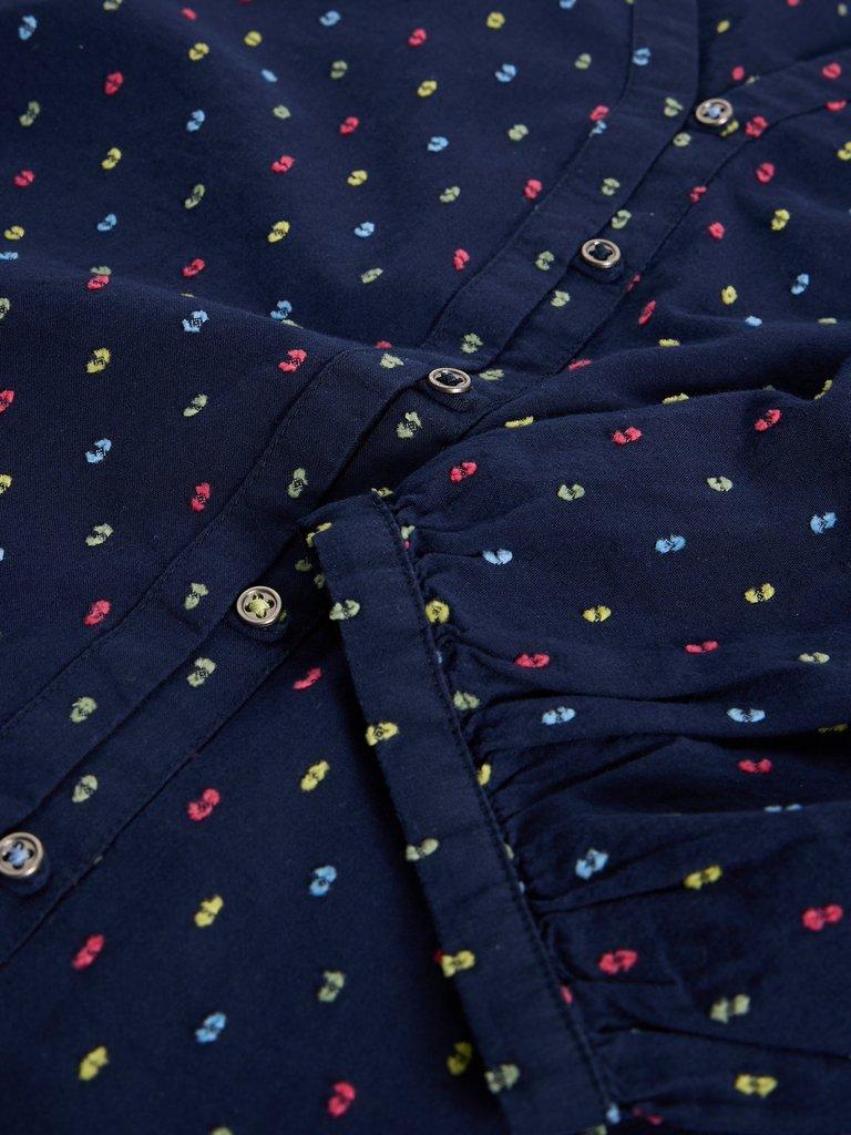 Ruby Cotton Organic Top in NAVY MULTI - FLAT DETAIL