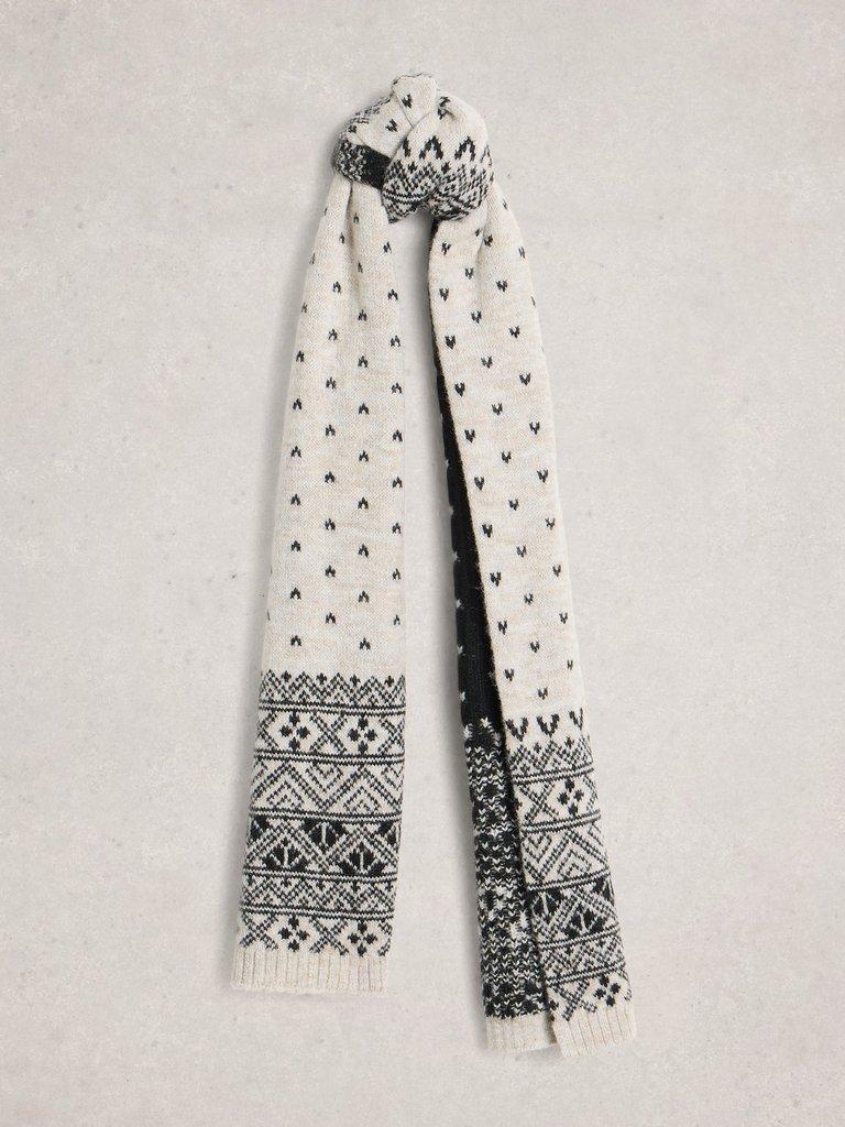 Fairisle Heart Scarf in NAT MLT - FLAT FRONT