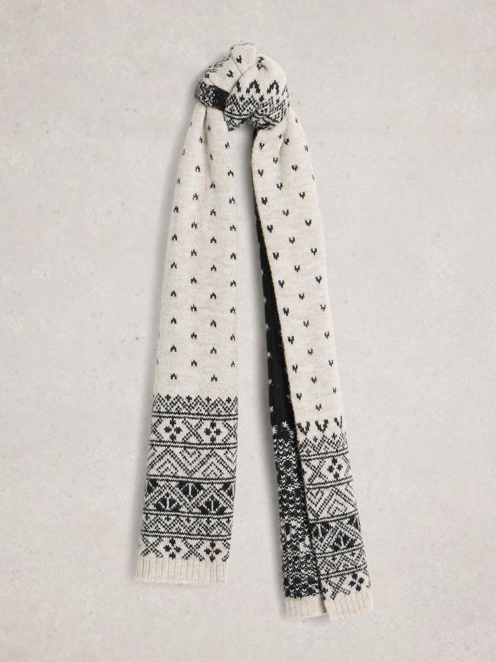 Fairisle Heart Scarf in NAT MLT - FLAT FRONT
