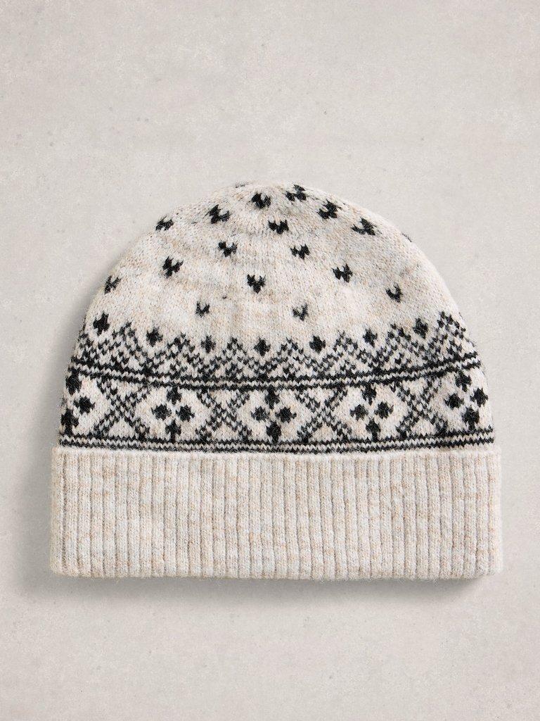 Fairisle Heart Beanie in NAT MLT - FLAT FRONT