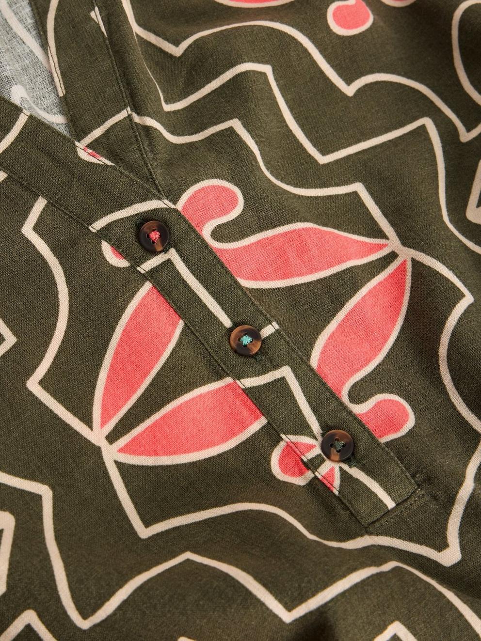 Tobi Linen Blend Dress in GREEN MLT - FLAT DETAIL