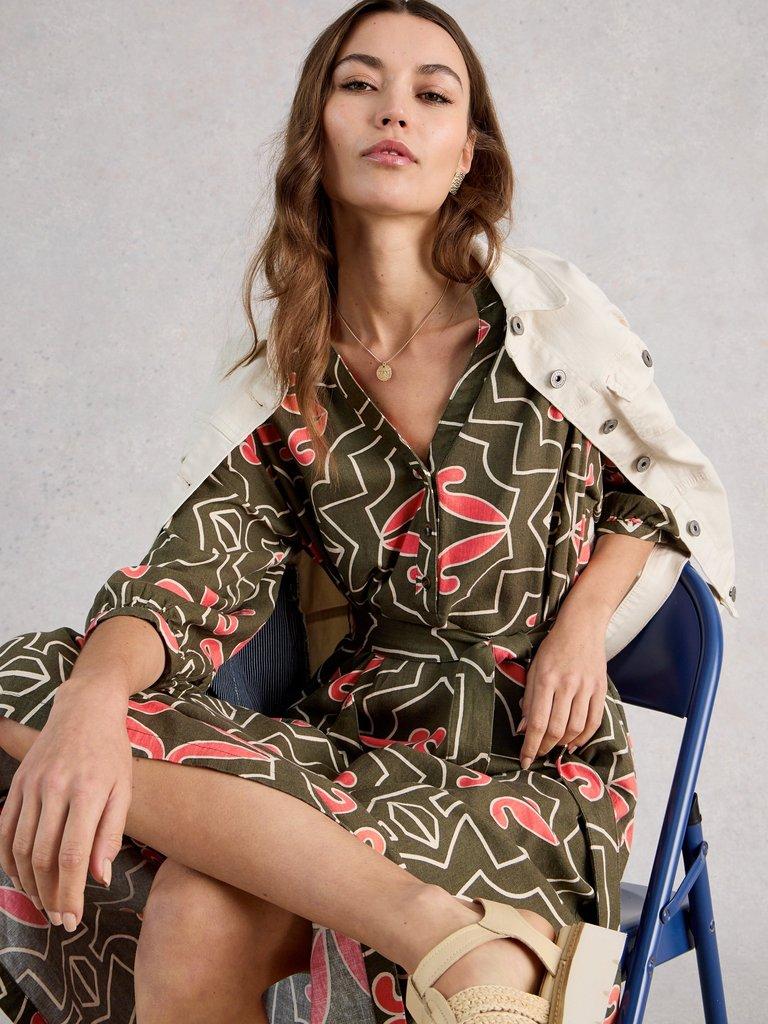 Tobi Linen Blend Dress in GREEN MLT - LIFESTYLE