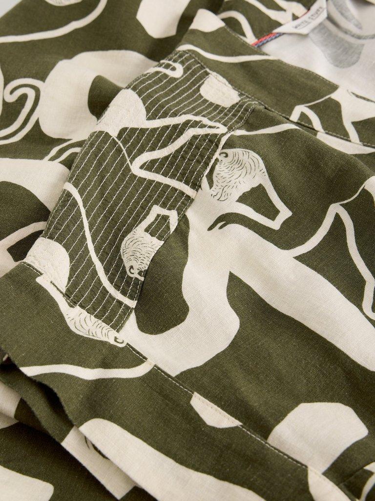 Marianne Linen Blend V Neck Dress in NAT PR - FLAT DETAIL