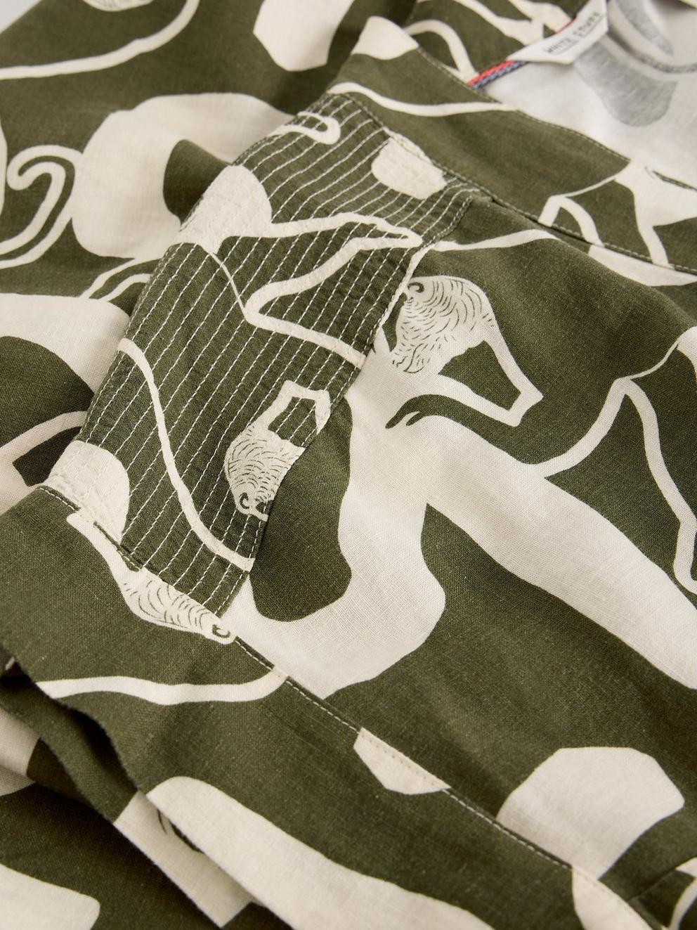 Marianne Linen Blend V Neck Dress in NAT PR - FLAT DETAIL