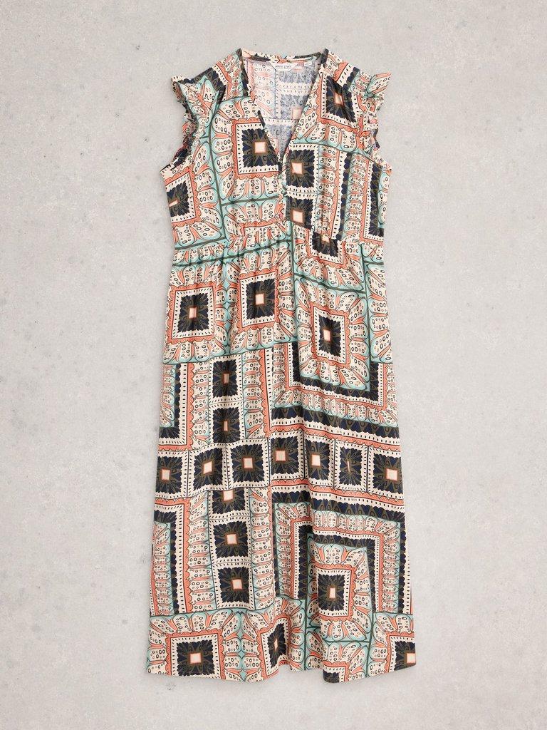 Lorna Linen Blend Sleeveless Maxi Dress in IVORY MLT - FLAT FRONT