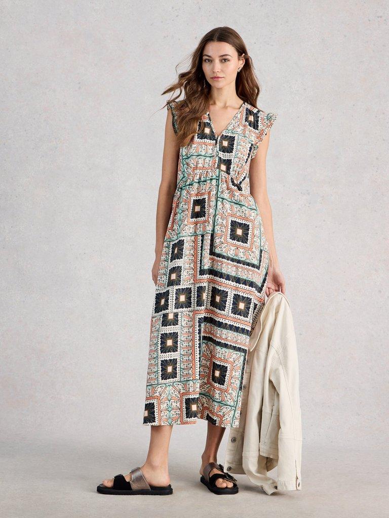 Lorna Linen Blend Sleeveless Maxi Dress in IVORY MULTI | White Stuff EU
