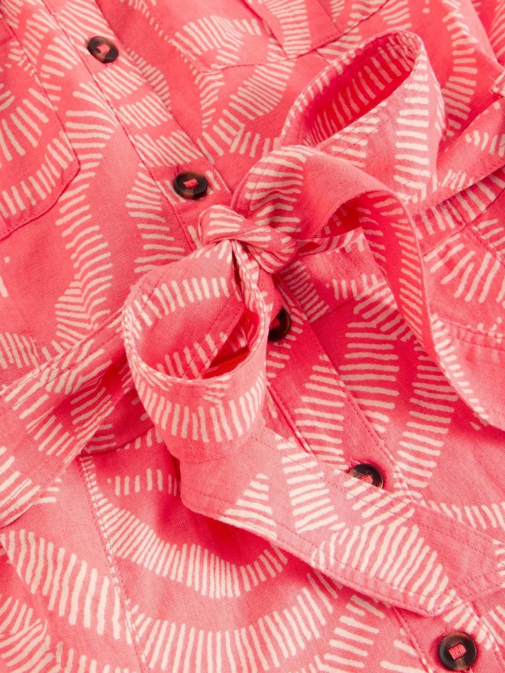 Tiff Linen Blend Shirt Midi Dress in CORAL MLT - FLAT DETAIL