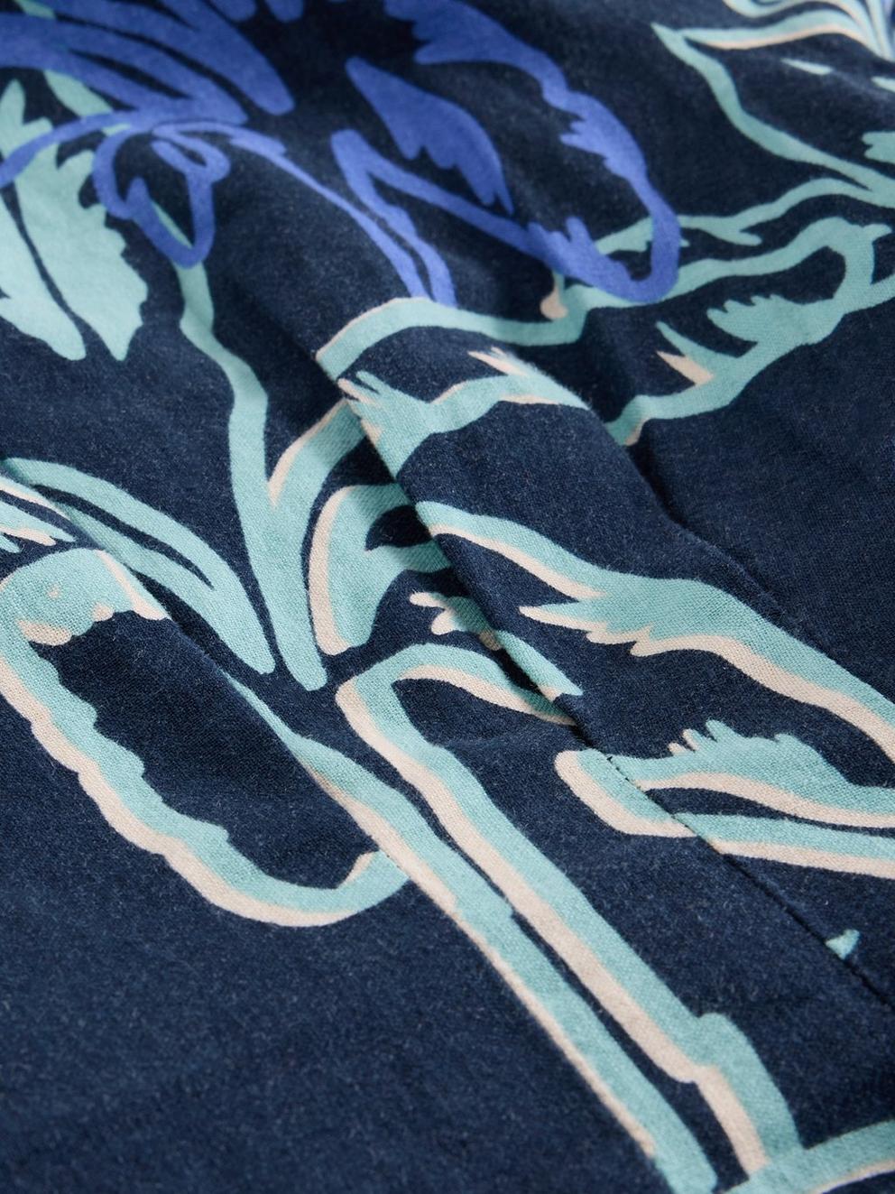 Kate Midi Linen Blend Dress in NAVY PR - FLAT DETAIL