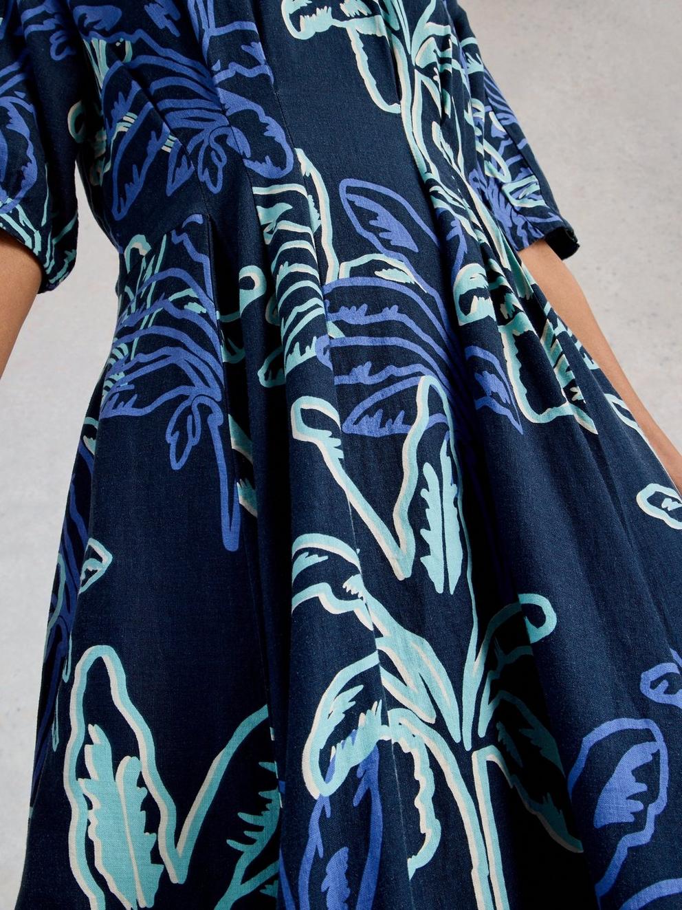 Kate Midi Linen Blend Dress in NAVY PR - MODEL DETAIL