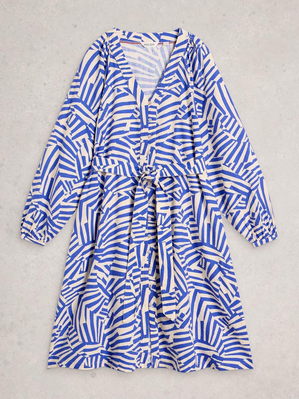 Petra Linen Blend Dress in BLUE MLT - FLAT FRONT