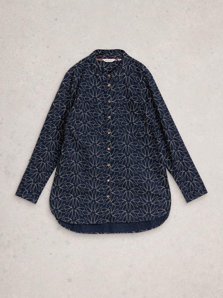 Sophie Longline Collared Shirt in NAVY PR - FLAT FRONT