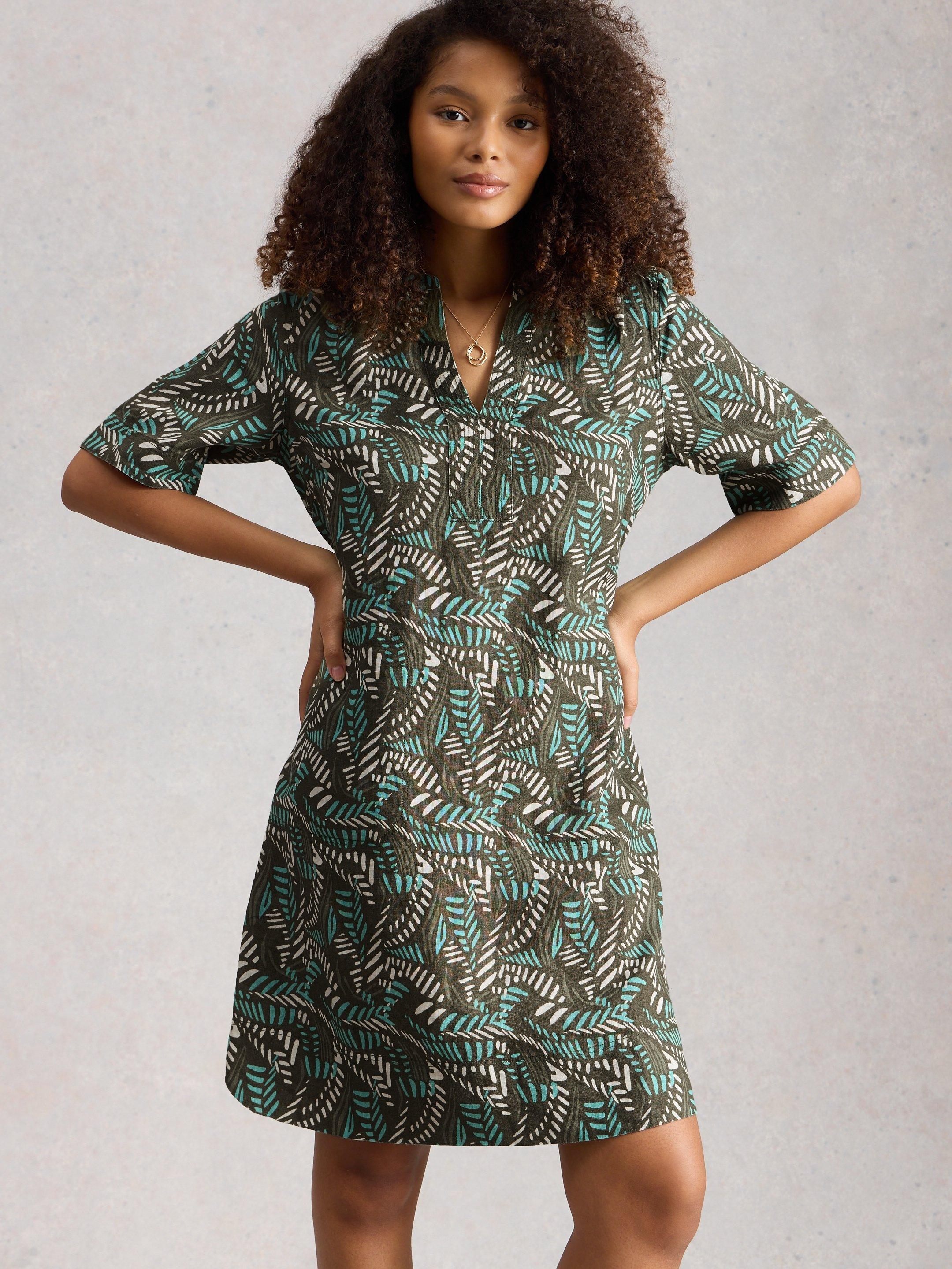 June Linen Notch Neck Dress