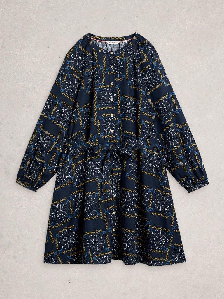 Monique Swing Dress in BLUE MLT - FLAT FRONT