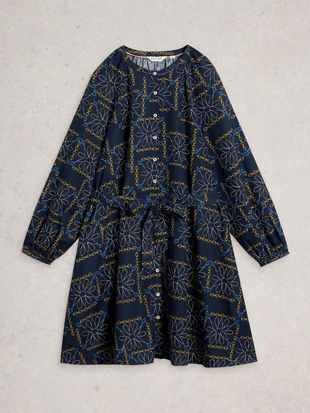 Monique Swing Dress in BLUE MLT - FLAT FRONT