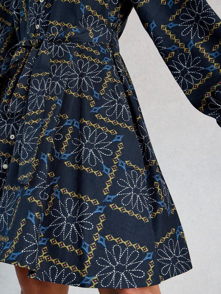 Monique Swing Dress in BLUE MLT - MODEL DETAIL