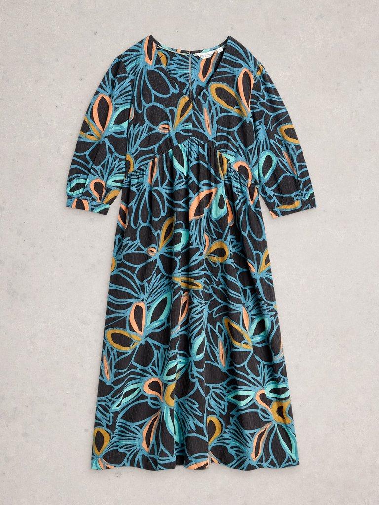 Lucy Print Midi Dress in BLK MLT - FLAT FRONT