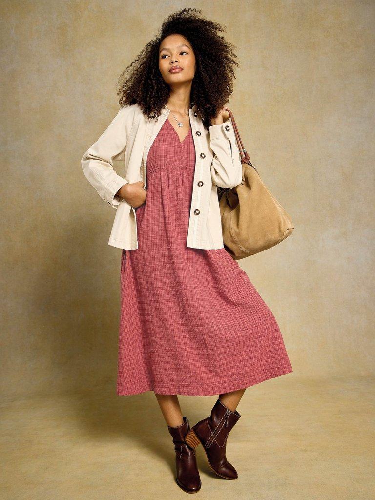 Lucy Print Midi Dress in MID PINK - MIXED