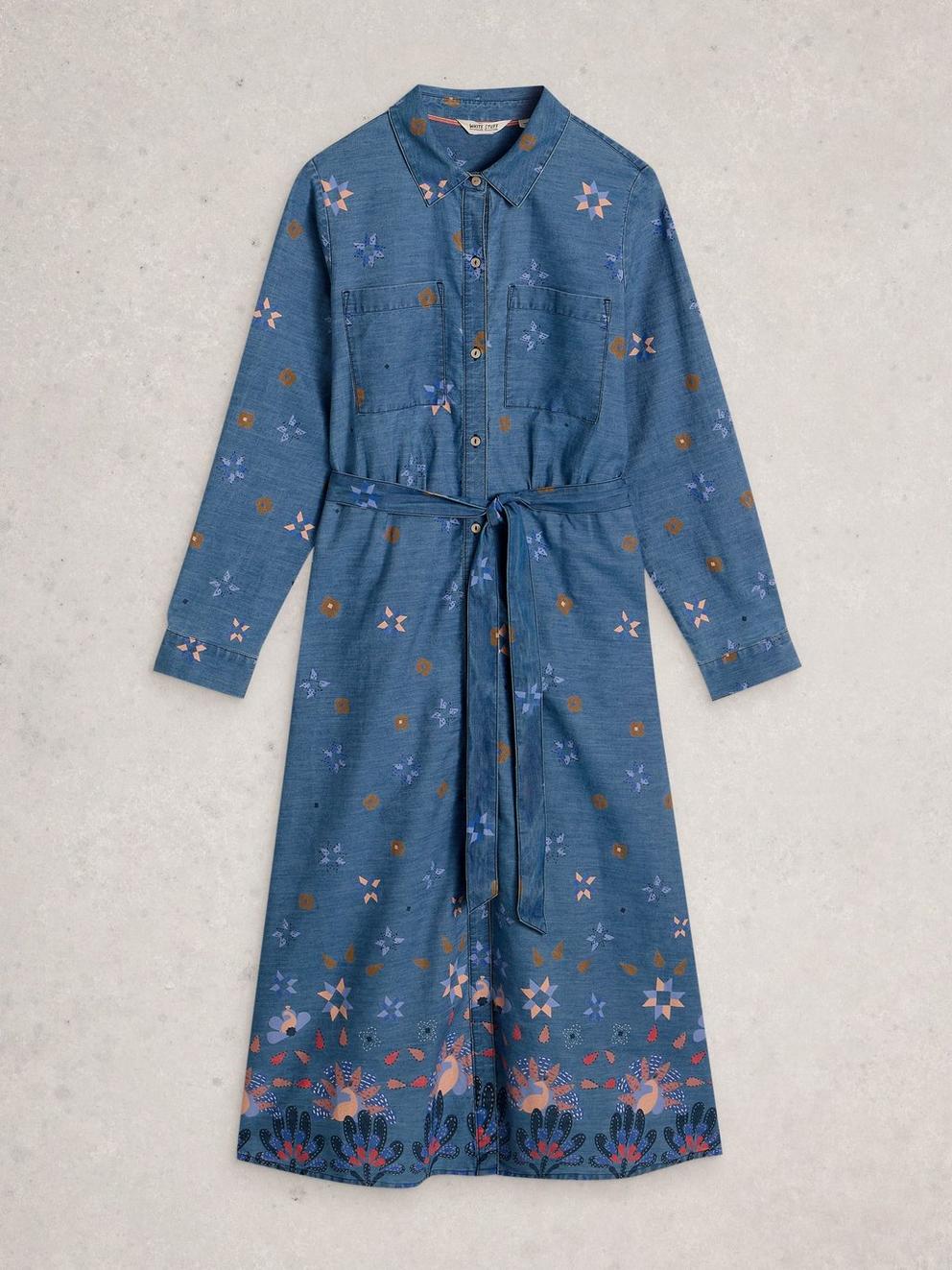 Lana Denim Midi Dress in DENIM MLT - FLAT FRONT