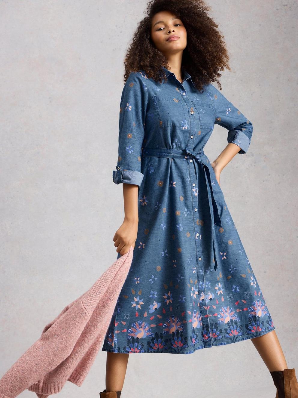 Lana Denim Midi Dress in DENIM MLT - LIFESTYLE
